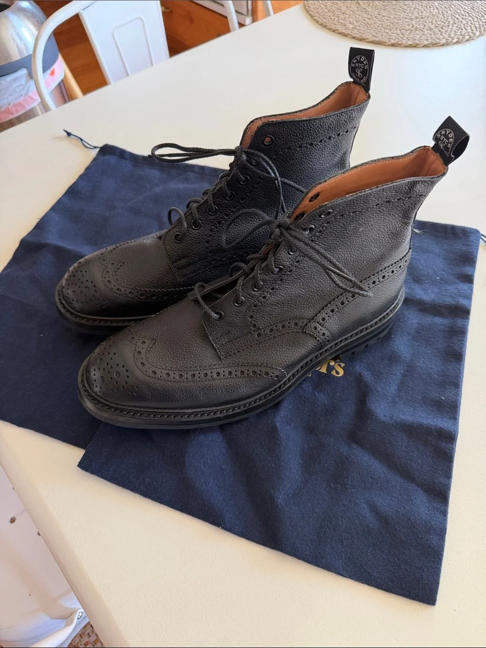 Todd Snyder Trickers Black Wingtip Leather Boots - Sz 10.5. New. Bag5
